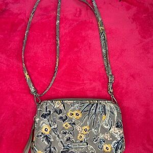 Vera Bradley Gray and Yellow Floral Crossbody Bag